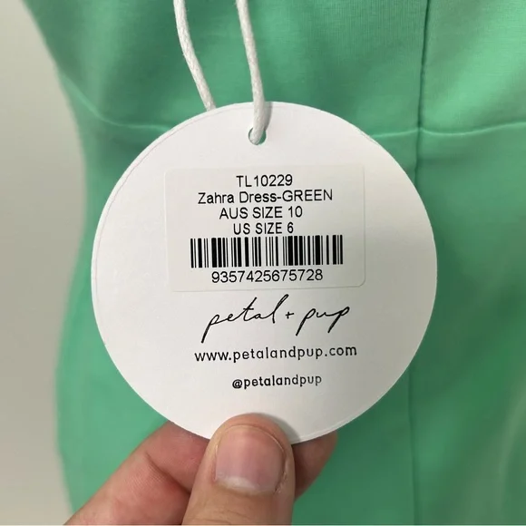 NEW! Petal & Pup Zahra Asymmetrical Neckline Midi Dress in Green - Picture 17 of 17